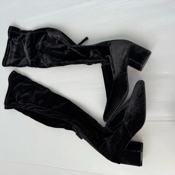 MNG by Mango black velvet over the knee heeled boots size 7.5 / 38 - Picture 5 of 13